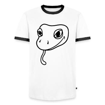 tête de gecko lézard reptile de serpent réel - T-shirt contrasté Homme - blanc/noir - Devant - AI Model Female 172 light (172cm) & AI Model Male 178 dark (178cm)