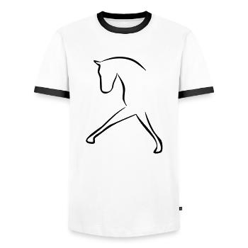 cheval - T-shirt contrasté Homme - blanc/noir - Devant - AI Model Female 172 light (172cm) & AI Model Male 178 dark (178cm)