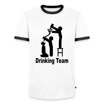 drinking team - Männer Kontrast-T-Shirt - Weiß/Schwarz - Vorne - AI Model Female 172 light (172cm) & AI Model Male 178 dark (178cm)