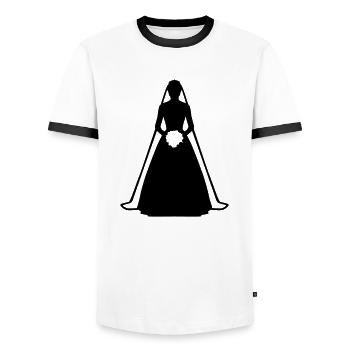 Bride - Men's Ringer Shirt - white/black - Front - AI Model Female 172 light (172cm) & AI Model Male 178 dark (178cm)