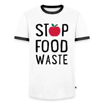 Foods - Men's Ringer Shirt - white/black - Front - AI Model Female 172 light (172cm) & AI Model Male 178 dark (178cm)