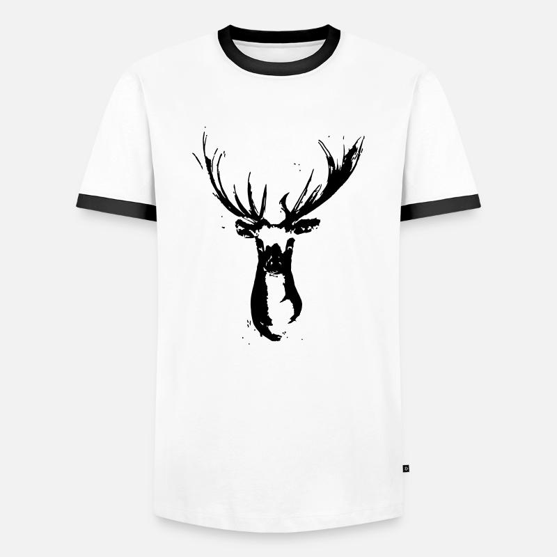 Roe deer design - Men's Ringer Shirt - white/black