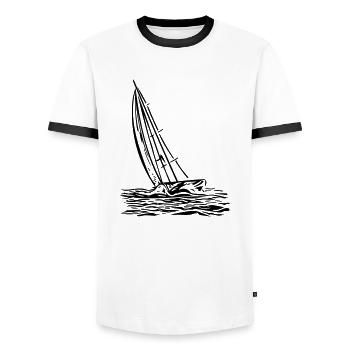 Sailboat on the wind - Men's Ringer Shirt - white/black - Front - AI Model Female 172 light (172cm) & AI Model Male 178 dark (178cm)