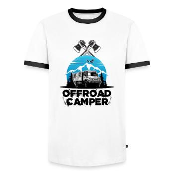 Offroad Camper camping Motorhome Motorhome WoMo - Men's Ringer Shirt - white/black - Front - AI Model Female 172 light (172cm) & AI Model Male 178 dark (178cm)