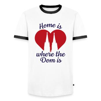 Home is where the Dom is - Men's Ringer Shirt - white/black - Front - AI Model Female 172 light (172cm) & AI Model Male 178 dark (178cm)