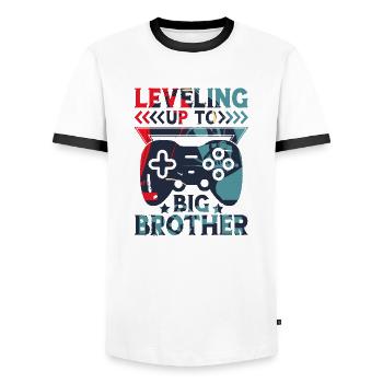 Big Brother Bébé Drôle Promouvoir le jeuFamille Niveau Supérieur - T-shirt contrasté Homme - blanc/noir - Devant - AI Model Female 172 light (172cm) & AI Model Male 178 dark (178cm)