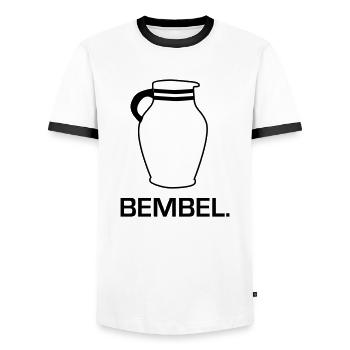 Bembel Design #Frankfurt am Meer #069 #FFM - Männer Kontrast-T-Shirt - Weiß/Schwarz - Vorne - AI Model Female 172 light (172cm) & AI Model Male 178 dark (178cm)
