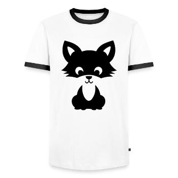 Fuchs - Männer Kontrast-T-Shirt - Weiß/Schwarz - Vorne - AI Model Female 172 light (172cm) & AI Model Male 178 dark (178cm)