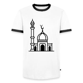 Mosquée - T-shirt contrasté Homme - blanc/noir - Devant - AI Model Female 172 light (172cm) & AI Model Male 178 dark (178cm)