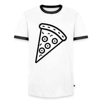 Pizza slice - Men's Ringer Shirt - white/black - Front - AI Model Female 172 light (172cm) & AI Model Male 178 dark (178cm)