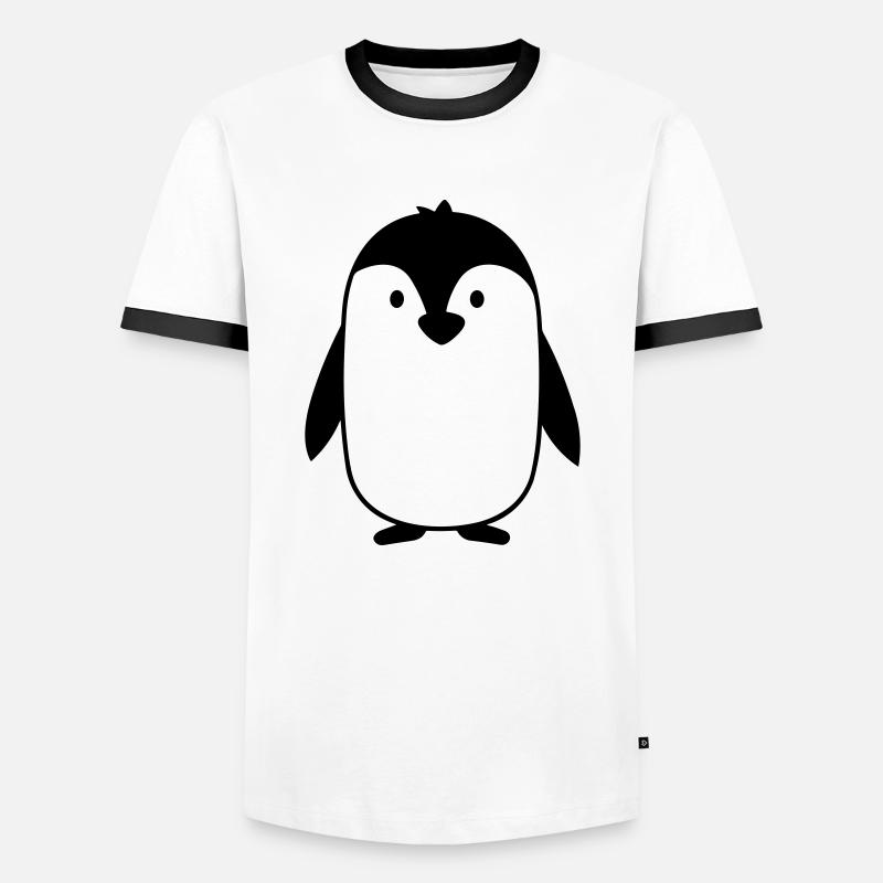 Pinguin - Männer Kontrast-T-Shirt - Weiß/Schwarz