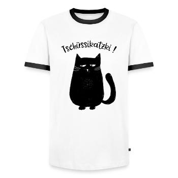 Bye bye byezki ! - Men's Ringer Shirt - white/black - Front - AI Model Female 172 light (172cm) & AI Model Male 178 dark (178cm)