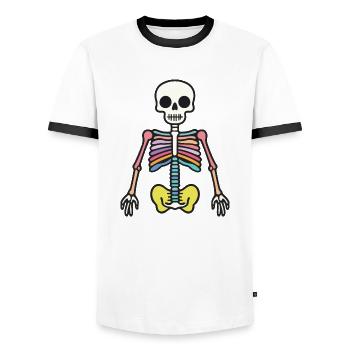 Icône squelette d’Halloween - T-shirt contrasté Homme - blanc/noir - Devant - AI Model Female 172 light (172cm) & AI Model Male 178 dark (178cm)