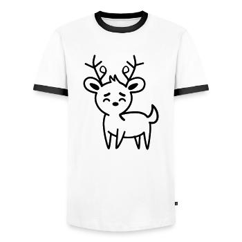 Hirsch - Männer Kontrast-T-Shirt - Weiß/Schwarz - Vorne - AI Model Female 172 light (172cm) & AI Model Male 178 dark (178cm)