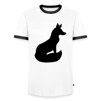 Fox Red Fox Wild Animal Silhouette Outline Cool - Men's Ringer Shirt - white/black - Front - AI Model Female 172 light (172cm) & AI Model Male 178 dark (178cm)
