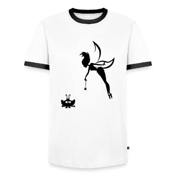 un souhait gratuitement - T-shirt contrasté Homme - blanc/noir - Devant - AI Model Female 172 light (172cm) & AI Model Male 178 dark (178cm)
