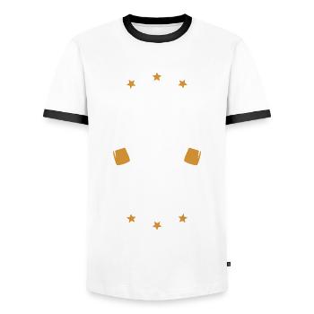 Malle Party Crew - Men's Ringer Shirt - white/black - Front - AI Model Female 172 light (172cm) & AI Model Male 178 dark (178cm)