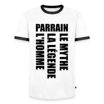 Meilleur Parrain - Super Parrain - T-shirt contrasté Homme - blanc/noir - Devant - AI Model Female 172 light (172cm) & AI Model Male 178 dark (178cm)