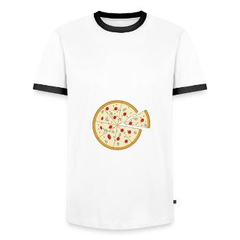 Easily Distracted By Pizza - Men's Ringer Shirt - white/black - Front - AI Model Female 172 light (172cm) & AI Model Male 178 dark (178cm)