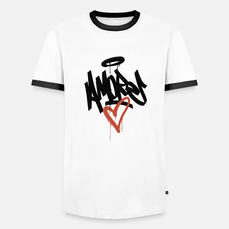 Amore Graffiti - Männer Kontrast-T-Shirt - Weiß/Schwarz