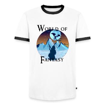 Guerrier dragon - world of fantasy - T-shirt contrasté Homme - blanc/noir - Devant - AI Model Female 172 light (172cm) & AI Model Male 178 dark (178cm)