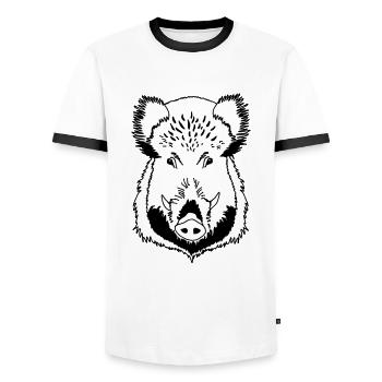 Tête de sanglier noir et blanc - T-shirt contrasté Homme - blanc/noir - Devant - AI Model Female 172 light (172cm) & AI Model Male 178 dark (178cm)