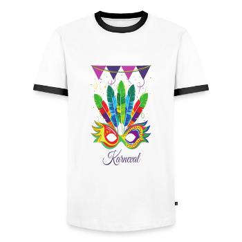 Mardi Gras Mardi Gras Carnival Costume - Men's Ringer Shirt - white/black - Front - AI Model Female 172 light (172cm) & AI Model Male 178 dark (178cm)