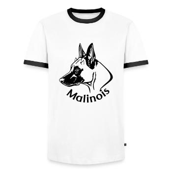 Malinois Devil - Men's Ringer Shirt - white/black - Front - AI Model Female 172 light (172cm) & AI Model Male 178 dark (178cm)
