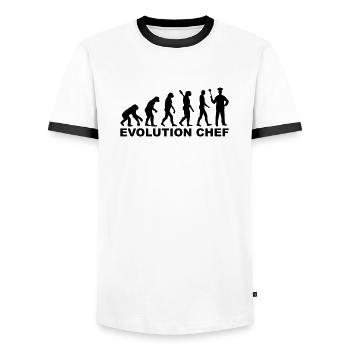 Koch - Männer Kontrast-T-Shirt - Weiß/Schwarz - Vorne - AI Model Female 172 light (172cm) & AI Model Male 178 dark (178cm)