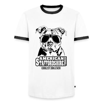 AMERICAN STAFFORDSHIRE TERRIER coolest dog ever - Männer Kontrast-T-Shirt - Weiß/Schwarz - Vorne - AI Model Female 172 light (172cm) & AI Model Male 178 dark (178cm)