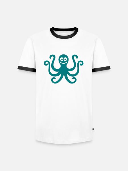 Krake - Männer Kontrast-T-Shirt - Weiß/Schwarz