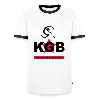 KGB - Kein Grillen... - Männer Kontrast-T-Shirt - Weiß/Schwarz - Vorne - AI Model Female 172 light (172cm) & AI Model Male 178 dark (178cm)