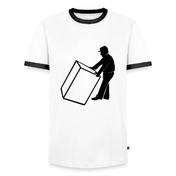 Man Package Box Drag Gift Idea Deliver - Men's Ringer Shirt - white/black - Front - AI Model Female 172 light (172cm) & AI Model Male 178 dark (178cm)