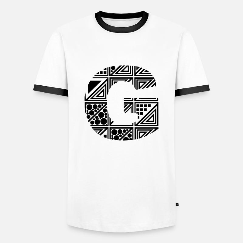 Buchstabe G - Männer Kontrast-T-Shirt - Weiß/Schwarz
