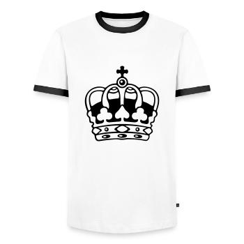 Crown / Krone / Couronne / Corona - Men's Ringer Shirt - white/black - Front - AI Model Female 172 light (172cm) & AI Model Male 178 dark (178cm)