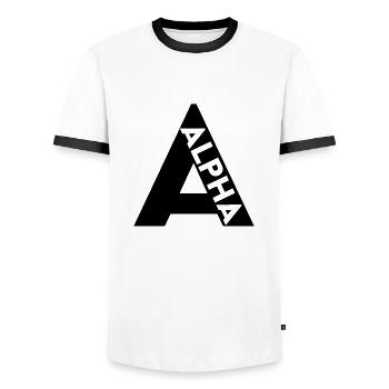 A l'OTAN - T-shirt contrasté Homme - blanc/noir - Devant - AI Model Female 172 light (172cm) & AI Model Male 178 dark (178cm)