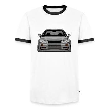 legends never die skyline r34 gtr - Männer Kontrast-T-Shirt - Weiß/Schwarz - Vorne - AI Model Female 172 light (172cm) & AI Model Male 178 dark (178cm)