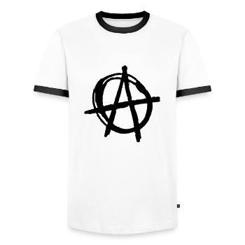 Anarchy - Men's Ringer Shirt - white/black - Front - AI Model Female 172 light (172cm) & AI Model Male 178 dark (178cm)