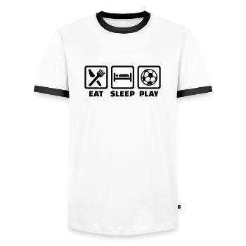 Eat sleep football - T-shirt contrasté Homme - blanc/noir - Devant - AI Model Female 172 light (172cm) & AI Model Male 178 dark (178cm)