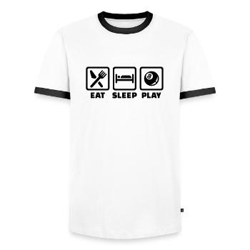 Billard - Männer Kontrast-T-Shirt - Weiß/Schwarz - Vorne - AI Model Female 172 light (172cm) & AI Model Male 178 dark (178cm)