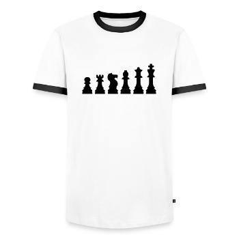 Schach - Männer Kontrast-T-Shirt - Weiß/Schwarz - Vorne - AI Model Female 172 light (172cm) & AI Model Male 178 dark (178cm)
