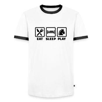 Schach - Männer Kontrast-T-Shirt - Weiß/Schwarz - Vorne - AI Model Female 172 light (172cm) & AI Model Male 178 dark (178cm)