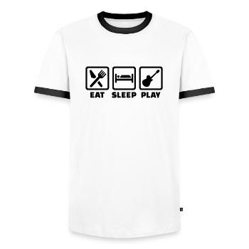 Eat Sleep Guitare - T-shirt contrasté Homme - blanc/noir - Devant - AI Model Female 172 light (172cm) & AI Model Male 178 dark (178cm)