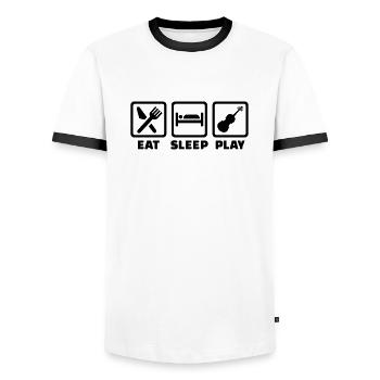 Eat Sleep Violin Fiddle - Men's Ringer Shirt - white/black - Front - AI Model Female 172 light (172cm) & AI Model Male 178 dark (178cm)