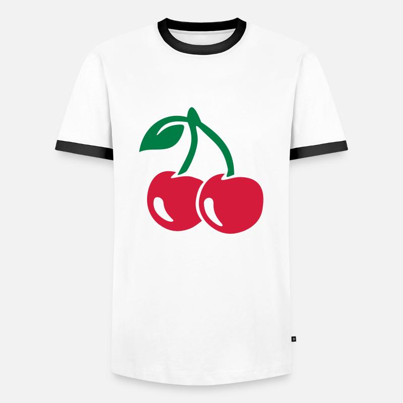 Kirsche - Männer Kontrast-T-Shirt - Weiß/Schwarz