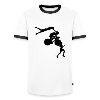 triathlon cyclisme velo marathon natation - T-shirt contrasté Homme - blanc/noir - Devant - AI Model Female 172 light (172cm) & AI Model Male 178 dark (178cm)