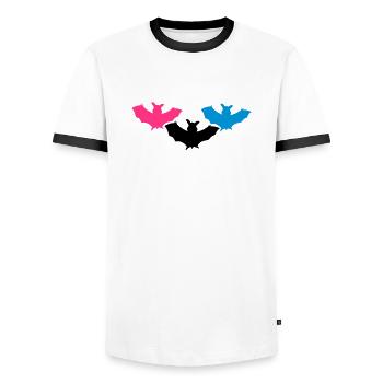 silhouette fledermaus horror halloween umriss desi - Männer Kontrast-T-Shirt - Weiß/Schwarz - Vorne - AI Model Female 172 light (172cm) & AI Model Male 178 dark (178cm)