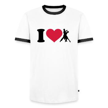 I love Dancing - Men's Ringer Shirt - white/black - Front - AI Model Female 172 light (172cm) & AI Model Male 178 dark (178cm)