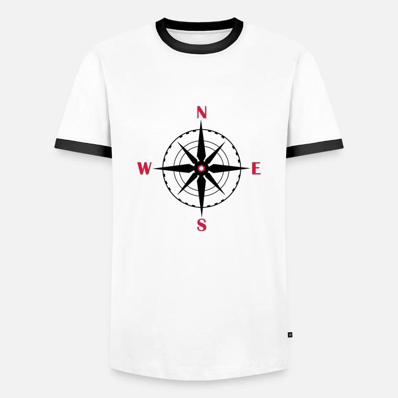 kompass_02 - Men's Ringer Shirt - white/black