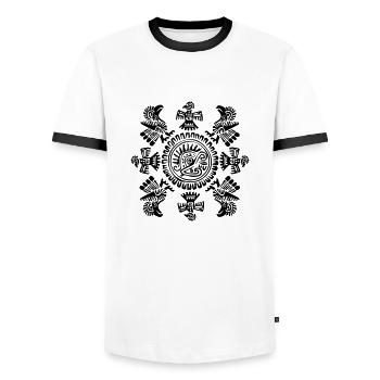 mexikanische zeichen / ethno - Männer Kontrast-T-Shirt - Weiß/Schwarz - Vorne - AI Model Female 172 light (172cm) & AI Model Male 178 dark (178cm)